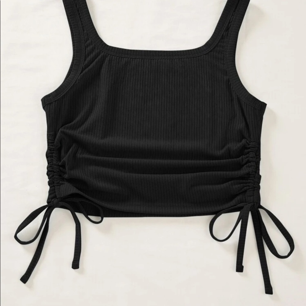 black side tie tank top